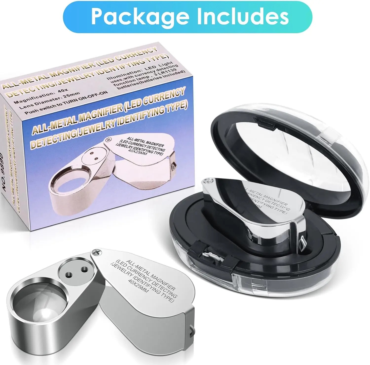 Body Jewelry Repair - 40X Verlichte Juweliersloep met LED UV-licht,