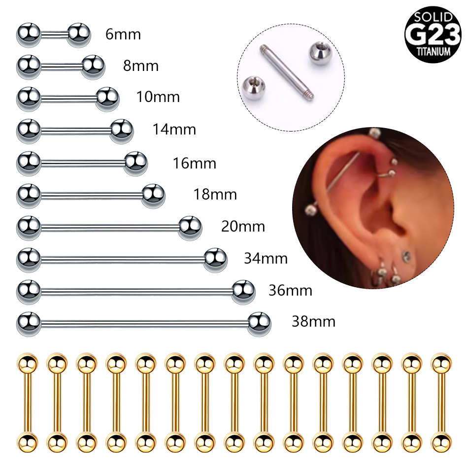 Industrial Barbell Long - 1/5PCS Titanium Externe Draad Tong Helix