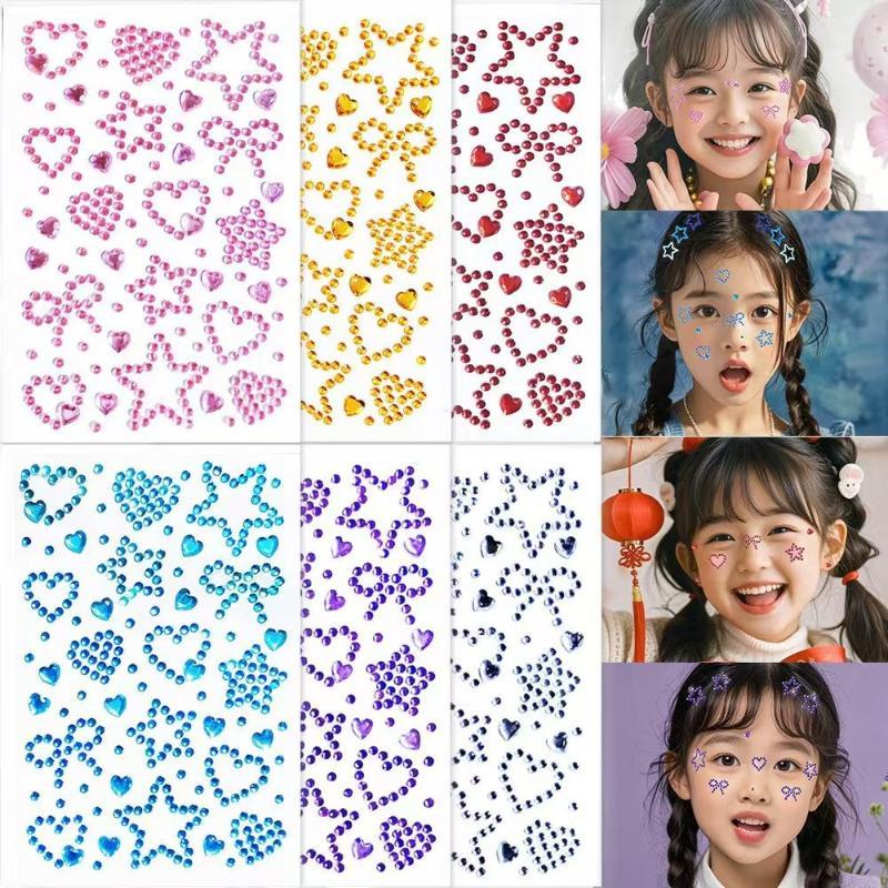 Body Jewelry Eyebrow - 1 vel kleurrijke zelfklevende gezichtsstrassstickers met