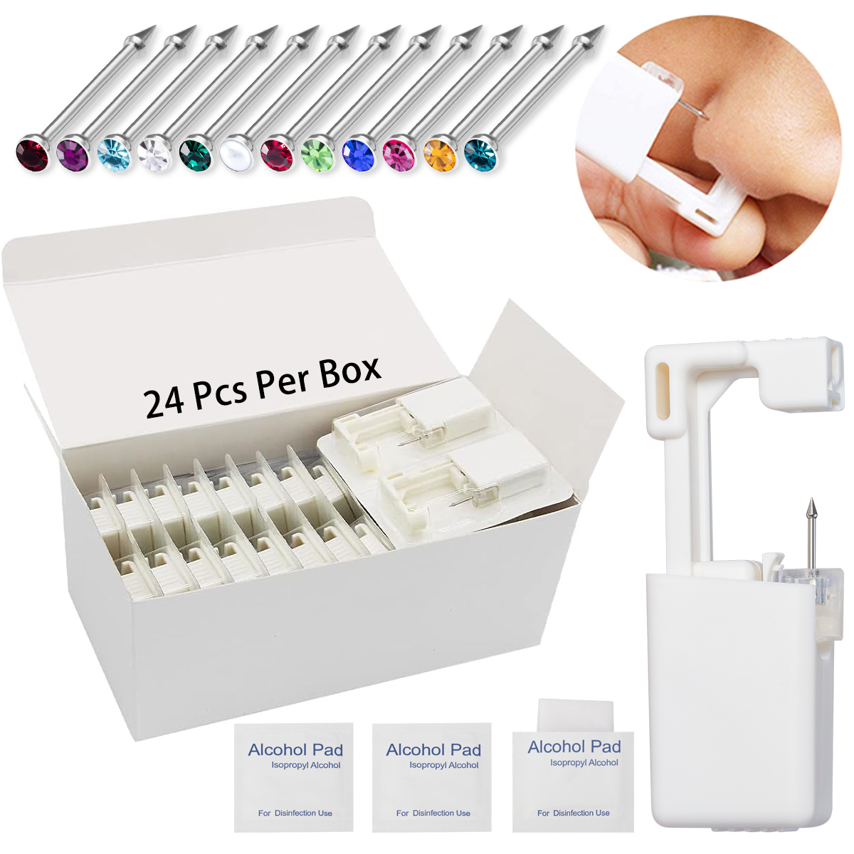 Body Jewelry Jewelry Box - 24 stuks/doos wegwerp neuspiercing gun zelfpiercing