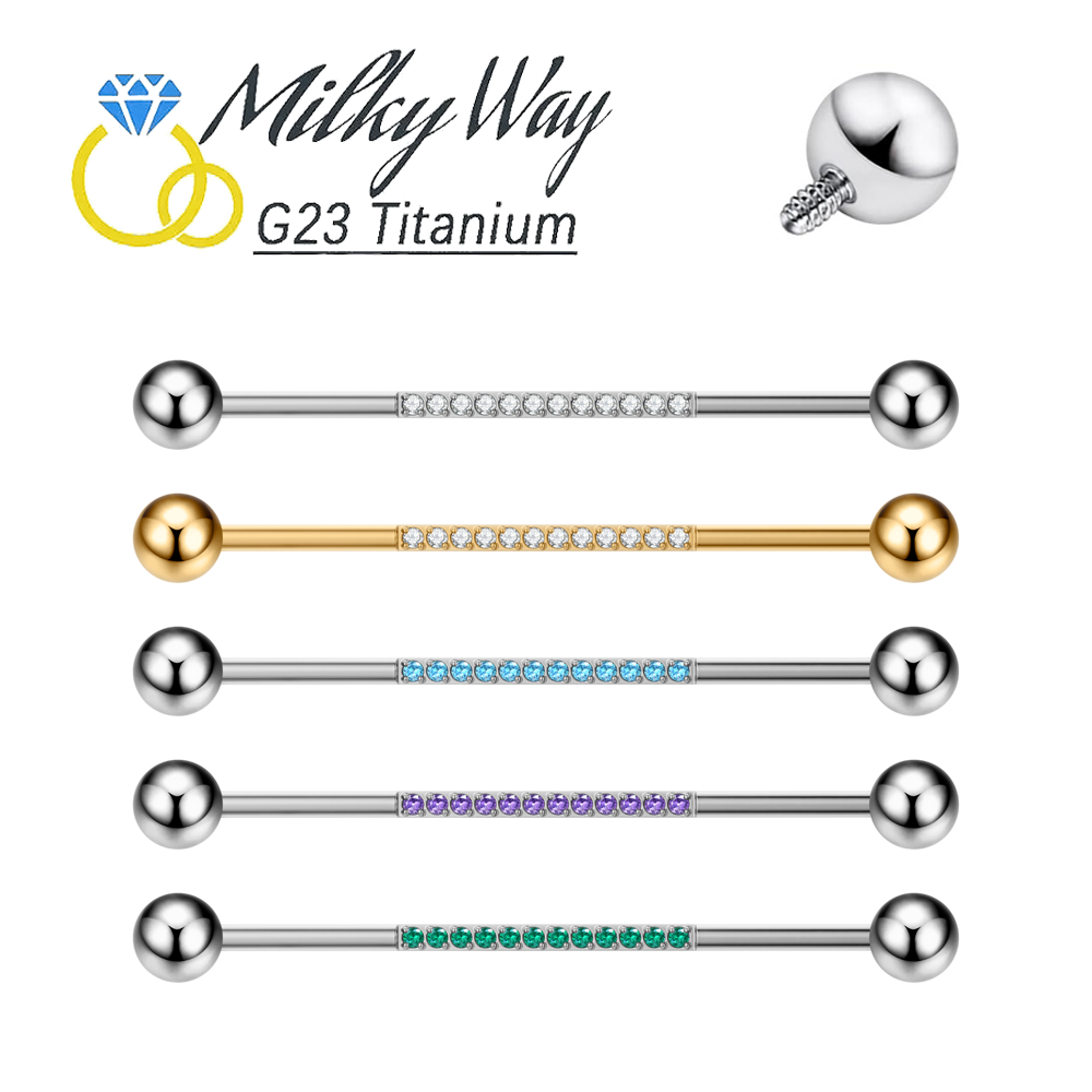 Industrial Barbell Long - G23 Titanium Body Piercing Sieraden 14G