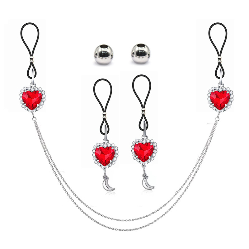 Body Jewelry Nipple Chain - Niet-piercing lichaamssieraden Verstelbare tepelringen met hart