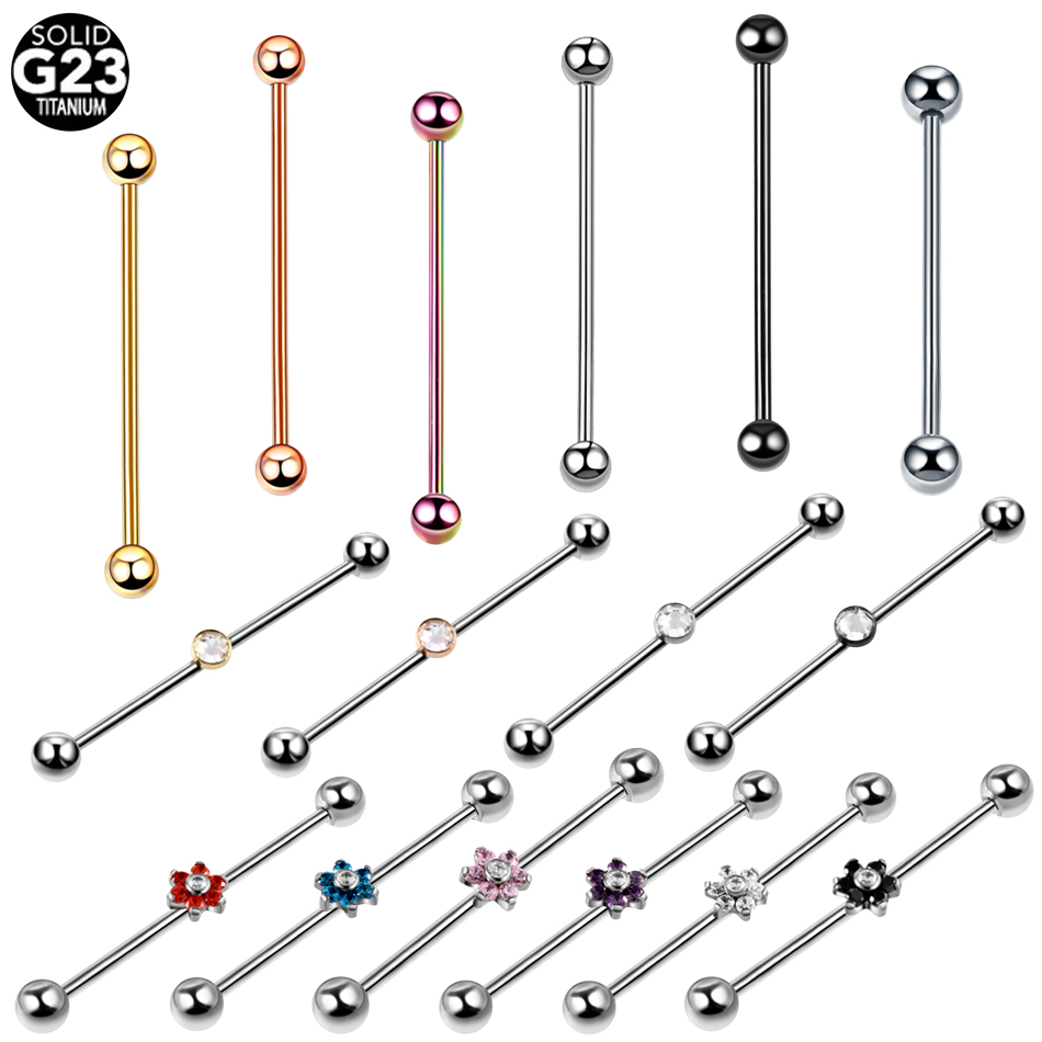 Industrial Barbell Long - 1PC Titanium Piercing Gem Industriële Barbell