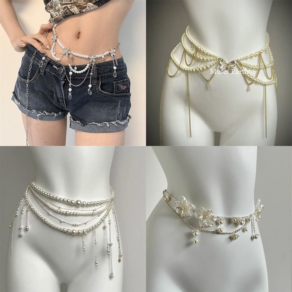 Body Jewelry Outfit - Mode Elegante Parel Taille Kettingen Taille