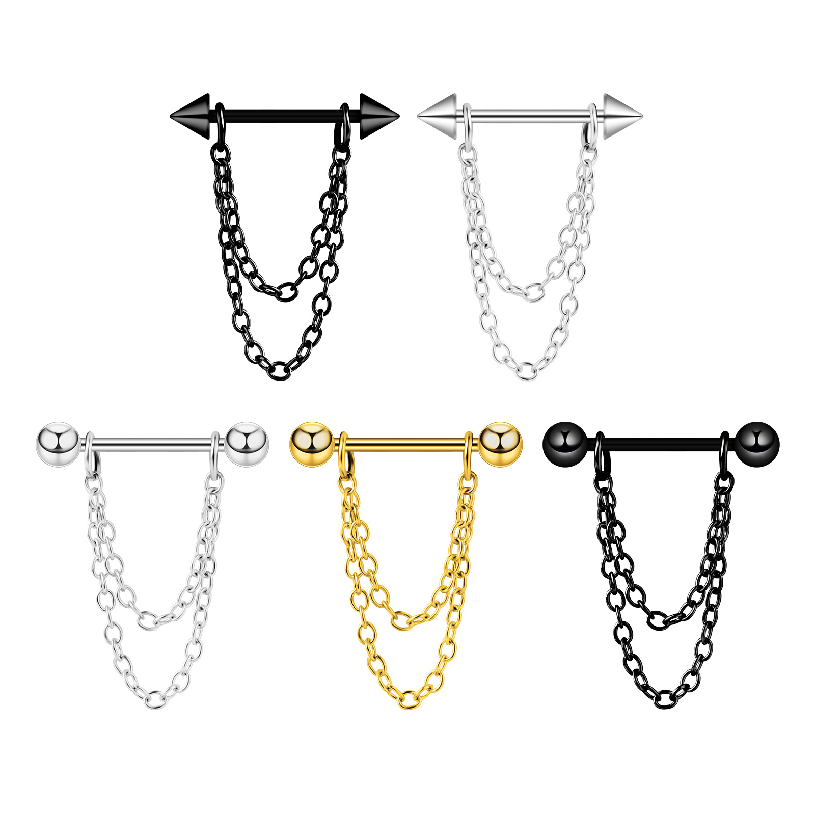 Body Jewelry Nipple Chain - 1 Paar Roestvrijstalen Tepel Piercing Borst