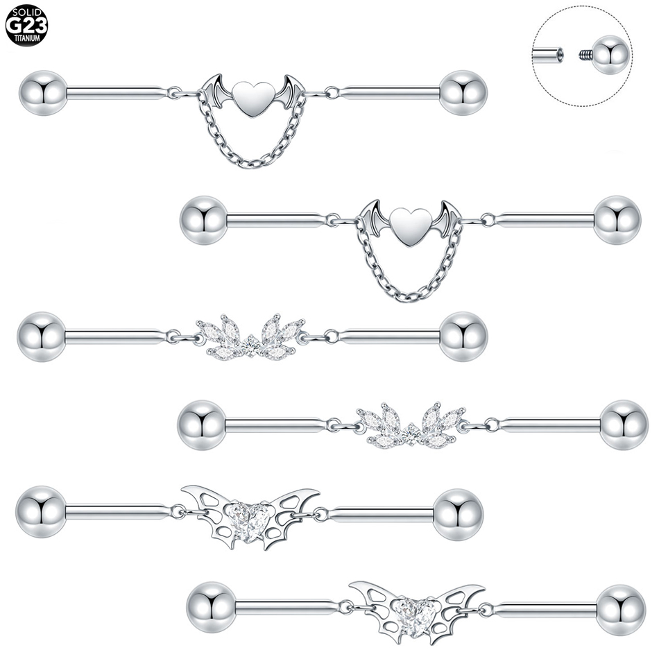 Industrial Barbell Long - 1Pc Titanium CZ Industriële Helix Piercing