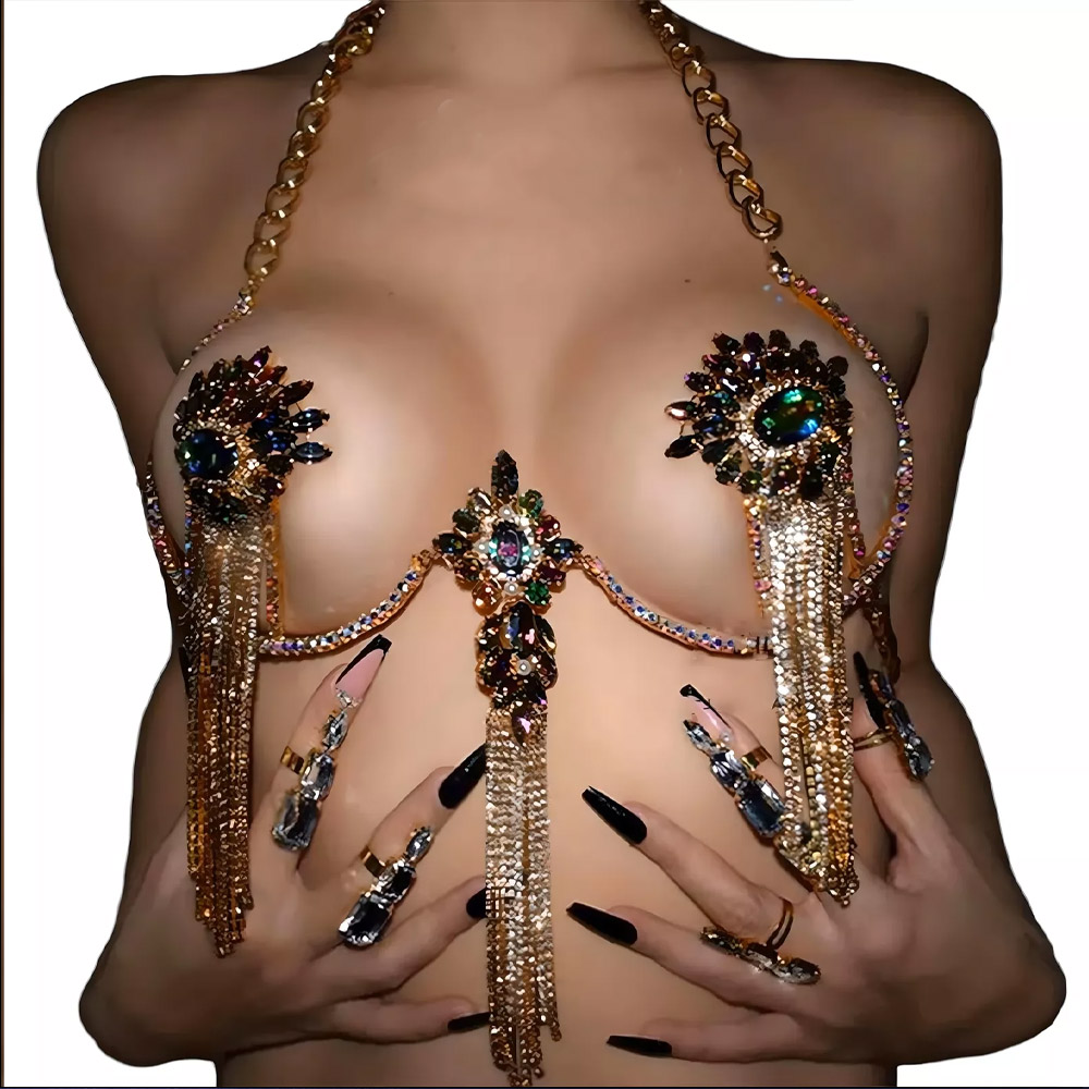 Body Jewelry Nipple Chain - Sexy Kwastje Kleur Kristal Borst Ketting