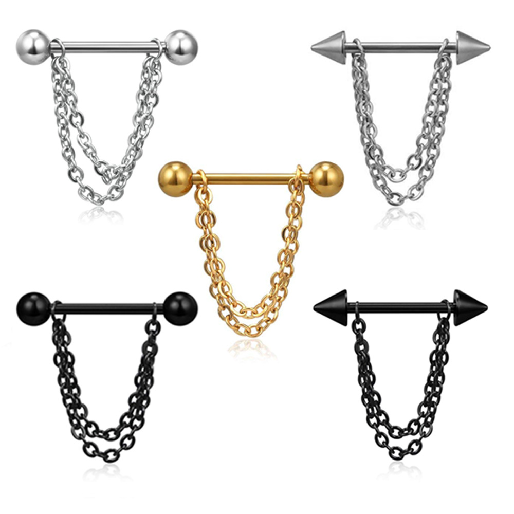 14G Black Punk Tepel Piercings - Body Jewelry Nipple Chain recensie en prijs