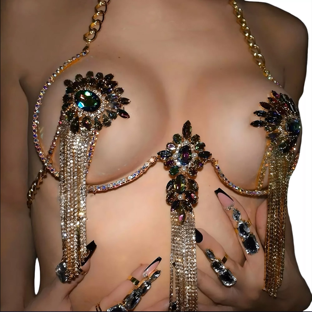 Sexy Kwastje Kleur Kristal Bor - Body Jewelry Nipple Chain recensie en prijs
